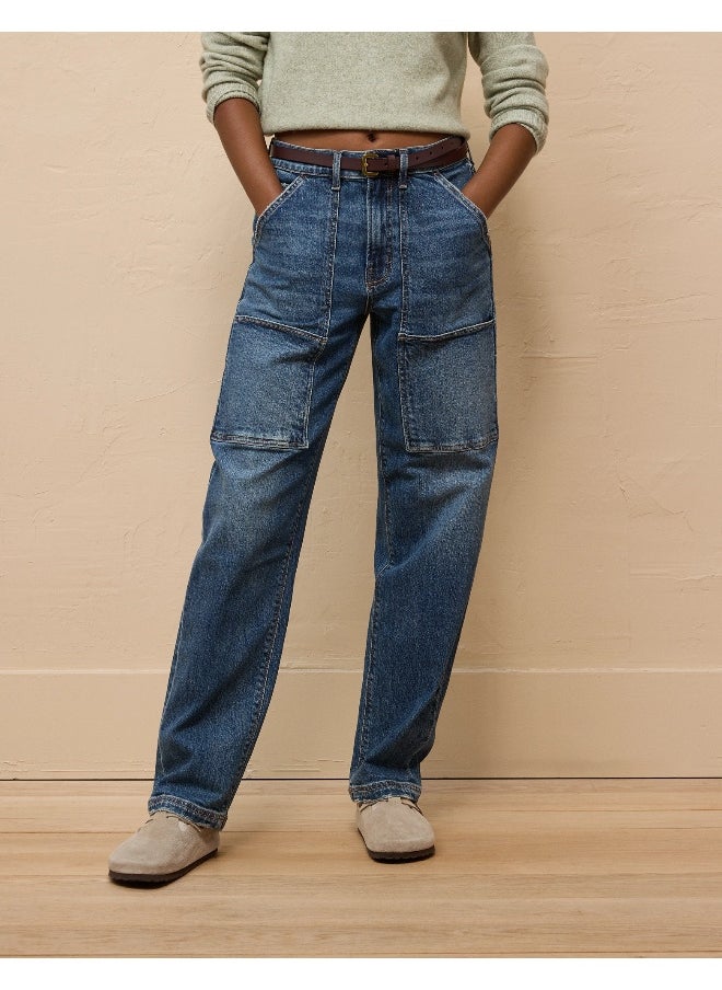 American Eagle - AE Stretch Super High-Waisted Baggy Straight Utility Jean - Image 1