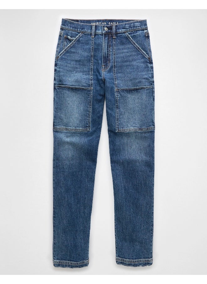 American Eagle - AE Stretch Super High-Waisted Baggy Straight Utility Jean - Image 1