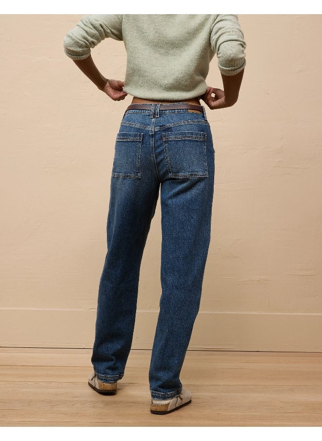 American Eagle - AE Stretch Super High-Waisted Baggy Straight Utility Jean - Image 1