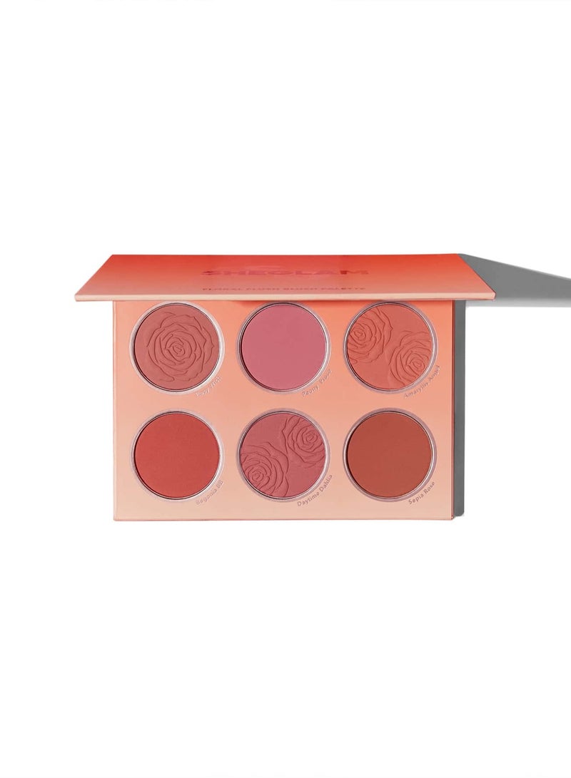 SHEGLAM Floral Flush Blush Palette 6-Color High Pigment Non-Fading Long Lasting Natural Matte Lightweight Blusher Multicolour - Image 1