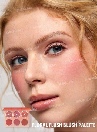 Floral Flush Blush Palette 6-Color High Pigment Non-Fading Long Lasting Natural Matte Lightweight Blusher Multicolour - view 3