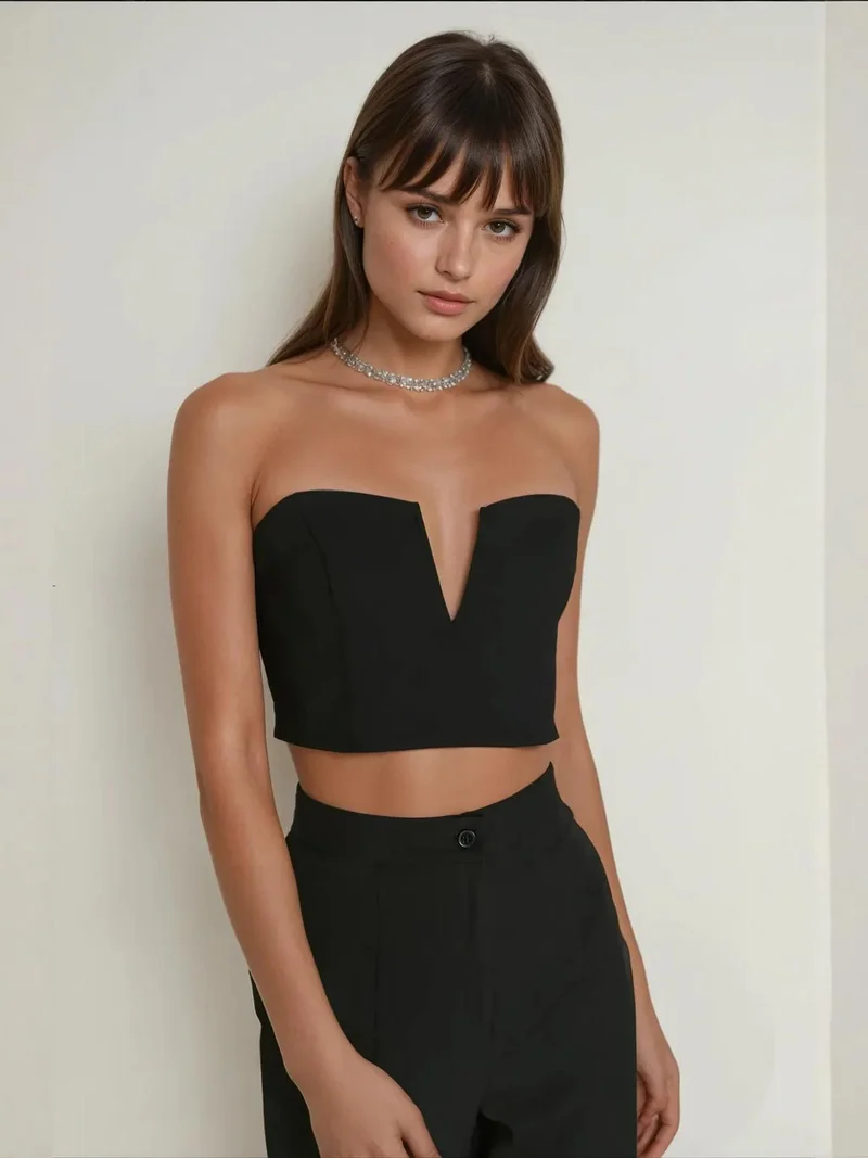 HICCUP Strapless Fitted Crop Top