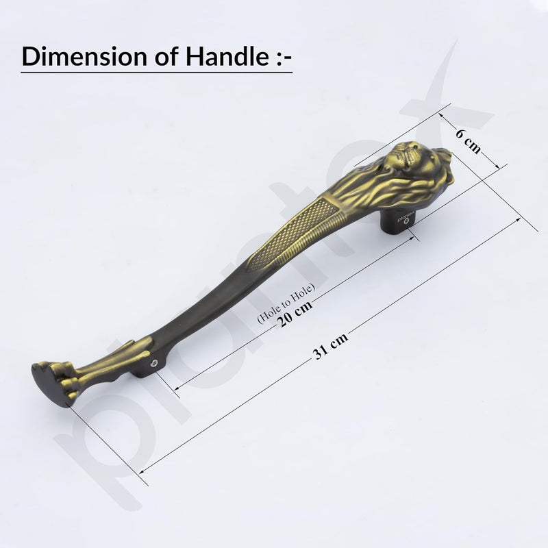 Plantex Heavy Duty Door Handle12inches Lion Shape Door Handle for Main DoorDoor Home DecorPull Push Handle for HomeHotel Pack of 1 283Brass Antique Finish 3 Years Warranty - Image 3