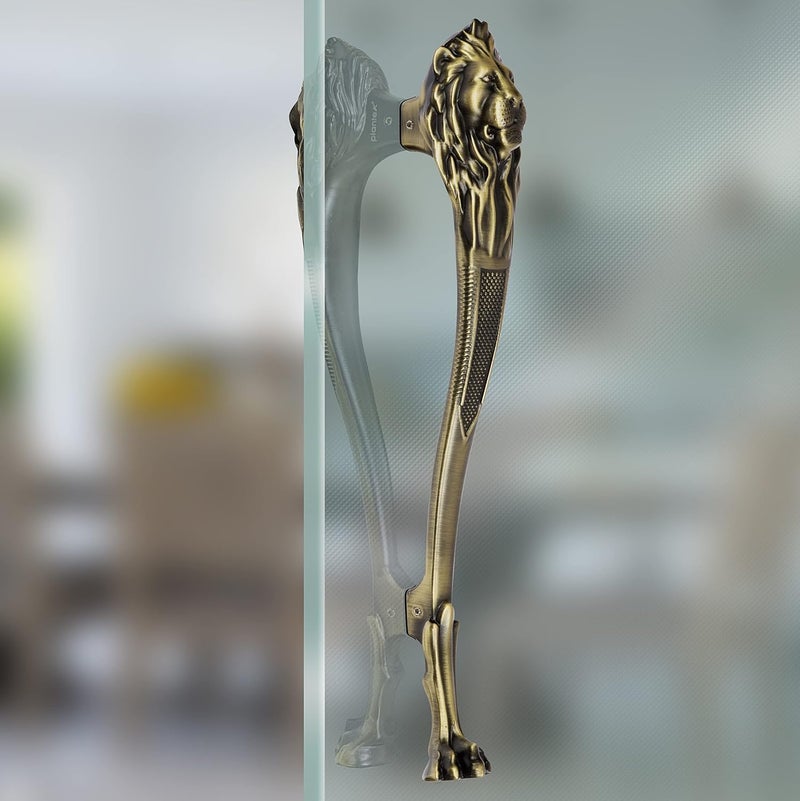 Plantex Heavy Duty Door Handle12inches Lion Shape Door Handle for Main DoorDoor Home DecorPull Push Handle for HomeHotel Pack of 1 283Brass Antique Finish 3 Years Warranty - Image 5
