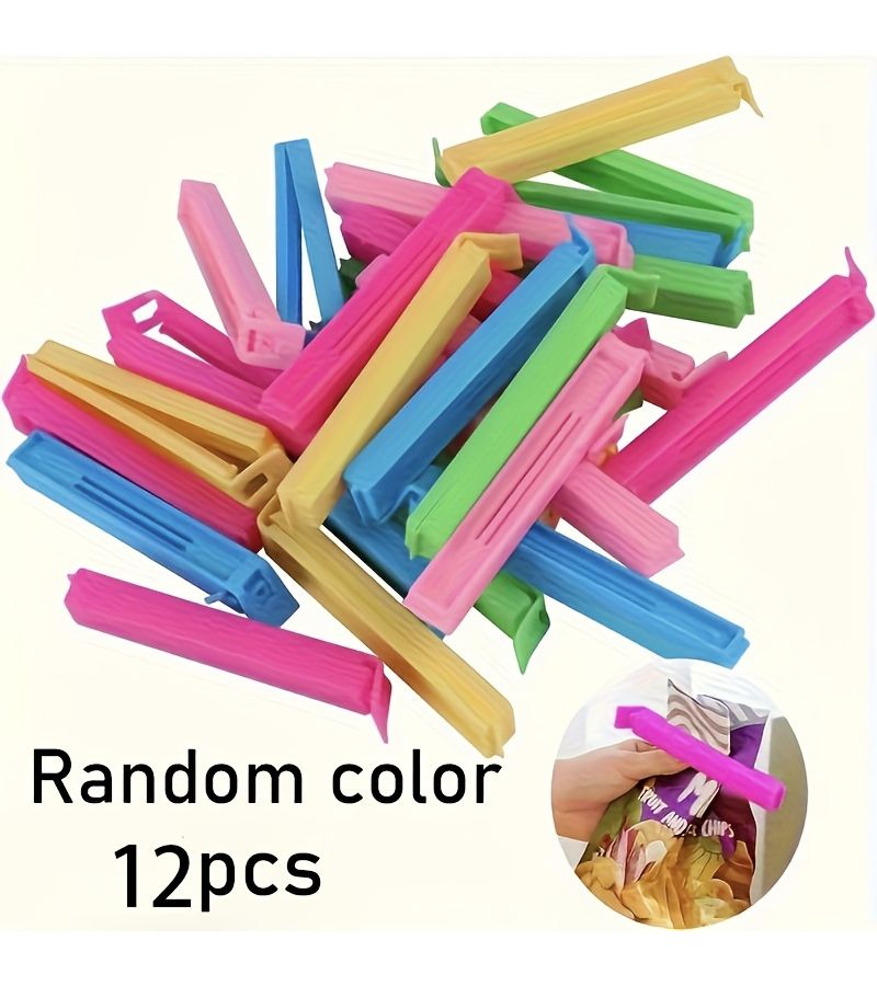 12 Pack Reusable Plastic Food Bag Clips Mix Colors Moisture Proof Dust Proof Fresh Keeping Sealing Clips For Kitchen Storage - Image 1