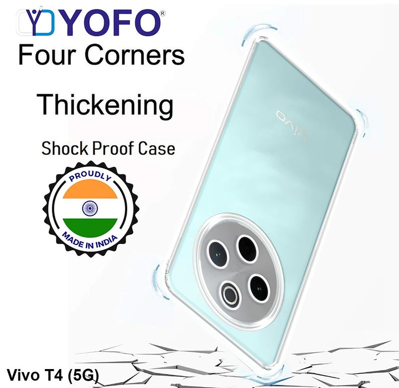 YOFO Silicon Back Cover Case for Vivo T4 (5G) / iQOO Z10 (5G) (Transparent) Camera Protection with Dust Plug - Image 4