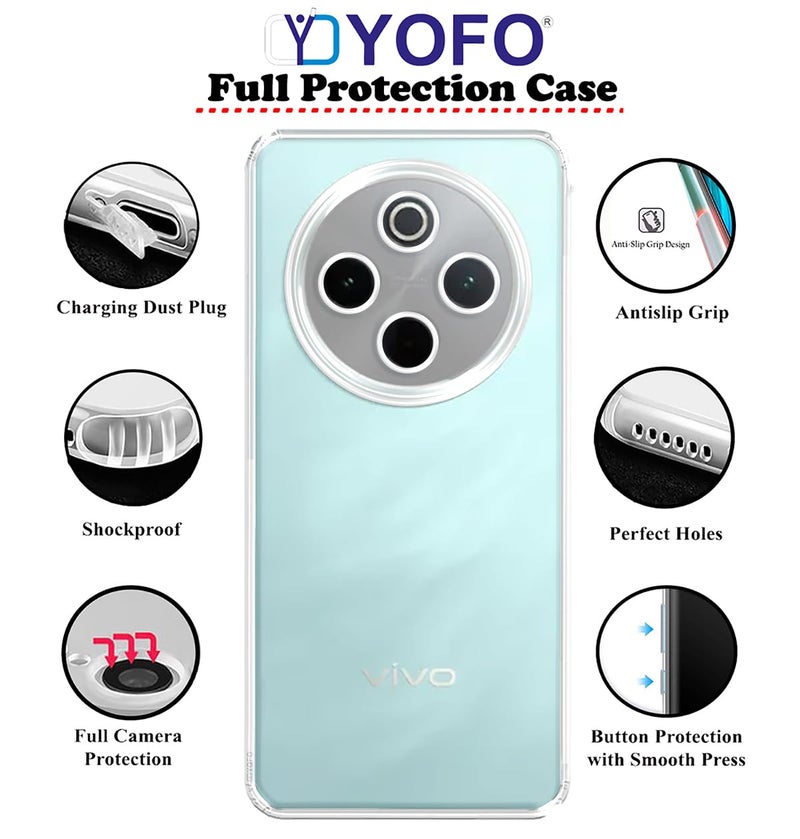 YOFO Silicon Back Cover Case for Vivo T4 (5G) / iQOO Z10 (5G) (Transparent) Camera Protection with Dust Plug - Image 2