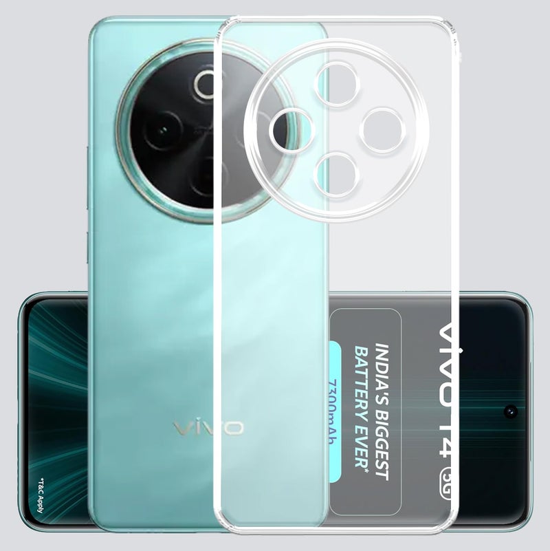 YOFO Silicon Back Cover Case for Vivo T4 (5G) / iQOO Z10 (5G) (Transparent) Camera Protection with Dust Plug - Image 1