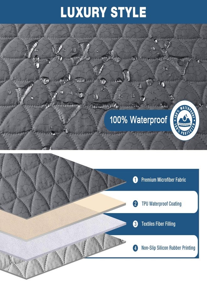 TAOCOCO 100% Waterproof Recliner Cover - Recliner Cover with Non-Slip Granule, Recliner Chair Covers with Elastic Band, Recliner Chair Covers for Reclining Chair, Recliner Covers (22’’, Dark Gray) - Image 2