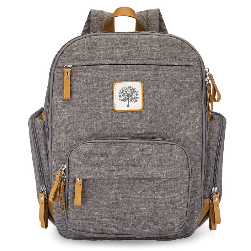 Parker Baby Co. Parker Baby Diaper Backpack - Full Zip Diaper Bag with Insulated Pockets - Gray - Image 1