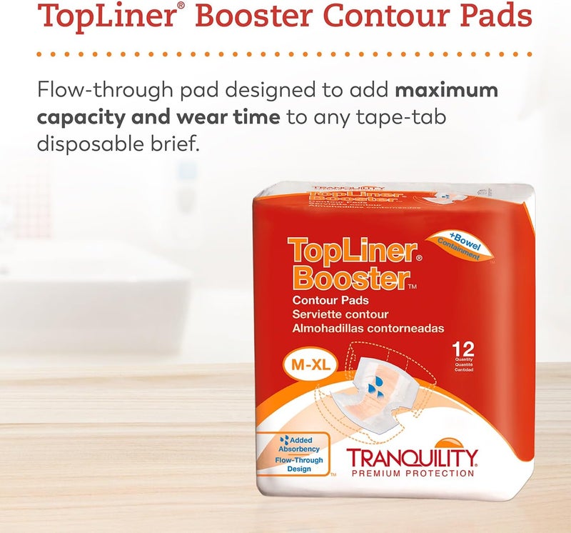 Tranquility TopLiner Disposable Absorbent Booster Contour Pads for Bowel Incontinence Contour 215 x 135 60 ct - Image 2