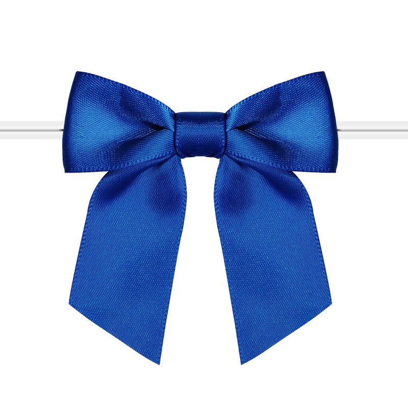 Rainbow Pana 60 Pack Twist Tie Bows for Treat Bags 3 Royal Blue Satin Ribbon Bows for Package Craft Gift Wrapping Decoration