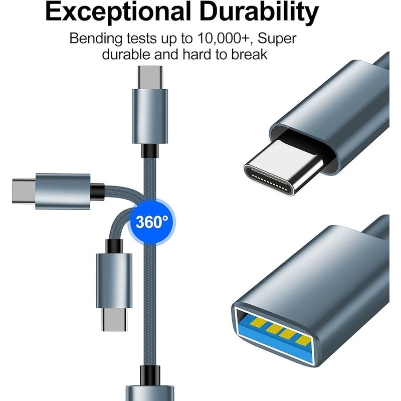 اكس اي دبليو اكس اي 【4 قطع【USB-C الى USB-A】و【USB-A الى USB-C】 كيبل او تي جي، محول من النوع سي نوع ايه ذكر انثى لنقل البيانات بسرعة فائقة وشحن سريع متوافق مع ايفون/سامسونج/ايباد/لابتوب/ماك بوك/اي - Image 5