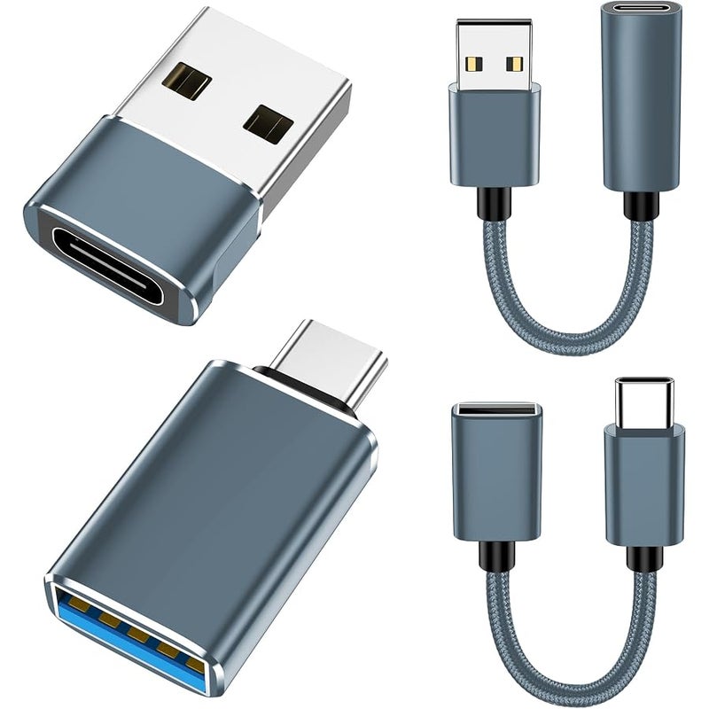 اكس اي دبليو اكس اي 【4 قطع【USB-C الى USB-A】و【USB-A الى USB-C】 كيبل او تي جي، محول من النوع سي نوع ايه ذكر انثى لنقل البيانات بسرعة فائقة وشحن سريع متوافق مع ايفون/سامسونج/ايباد/لابتوب/ماك بوك/اي - Image 1