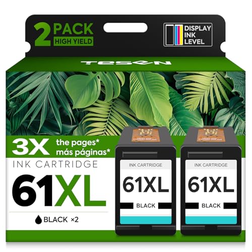 TESEN 61XL ink 61 Black Replacement for HP 61 Black Ink Cartridge HP61 XL Works with HP Envy 5530 4500 4502 5535 Deskjet 2540 2541 3050 3510 1510 OfficeJet 4630 4632 Printer Ink Cartridges (Black 2-Pack) - Image 1