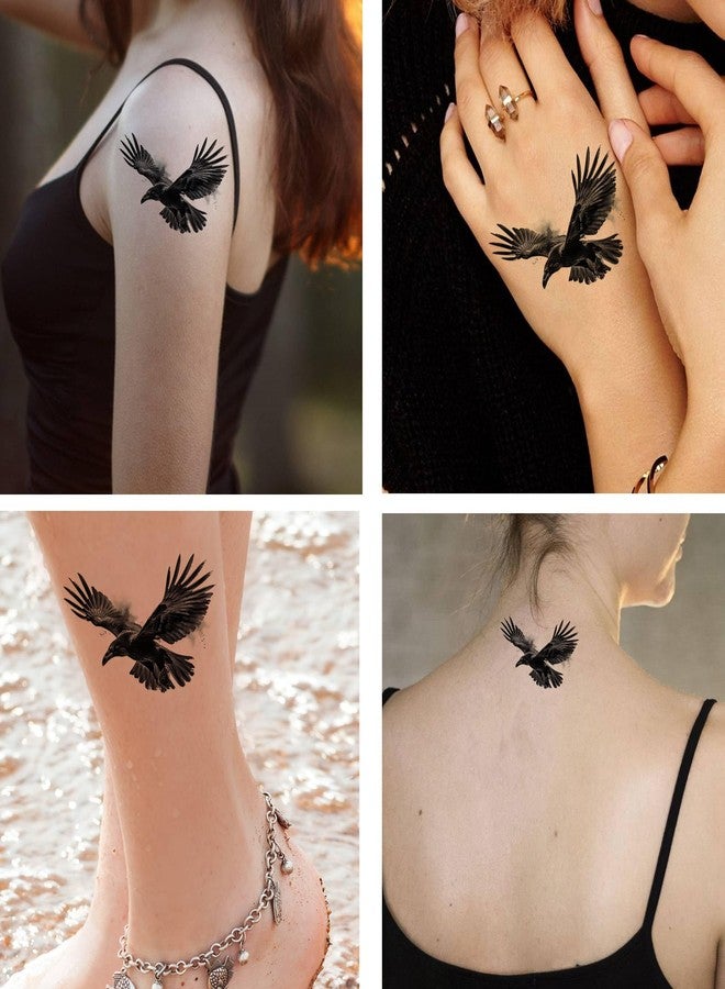 Dopetattoo 6 sheets Temporary Tattoos Raven Tattoos Crow Fake tattoos for Men Women Neck Arm Chest - Image 2