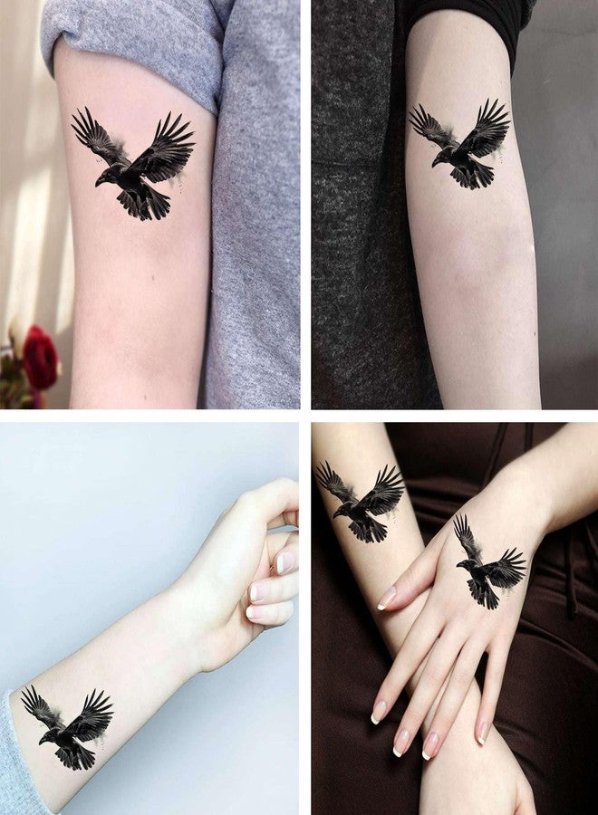 Dopetattoo 6 sheets Temporary Tattoos Raven Tattoos Crow Fake tattoos for Men Women Neck Arm Chest - Image 3