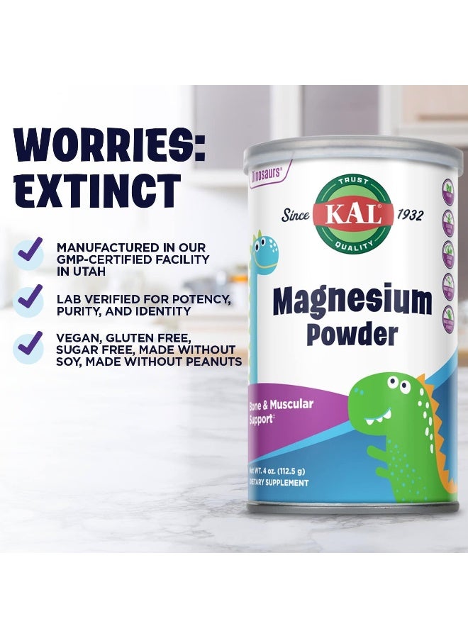 KAL Magnesium Powder, Magnesium for Kids, Pure Magnesium Citrate Powder, Healthy Bone Development, Muscle and Nerve Function Support, Vegan, Gluten Free, Sugar Free, 90 Servings, 4 oz - Image 4