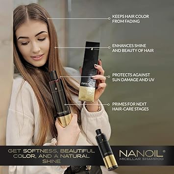 Nanoil Liquid Silk Micellar Shampoo 300ml Micellar Shampoo Rich in Liquid Silk Smoothness and Softness Resilience Clean Hair and Scalp - Image 5