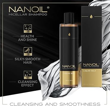 Nanoil Liquid Silk Micellar Shampoo 300ml Micellar Shampoo Rich in Liquid Silk Smoothness and Softness Resilience Clean Hair and Scalp - Image 2