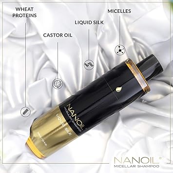 Nanoil Liquid Silk Micellar Shampoo 300ml Micellar Shampoo Rich in Liquid Silk Smoothness and Softness Resilience Clean Hair and Scalp - Image 3