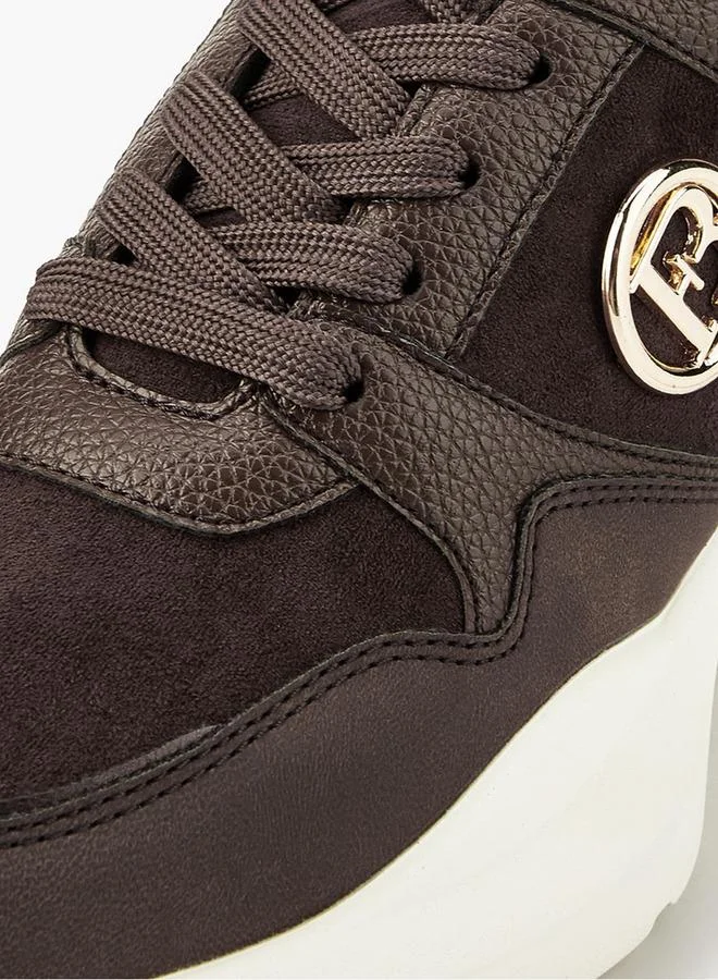 Flora Bella By Shoexpress BROWN Panelled Lace-Up Sneakers for Women | Best Price UAE