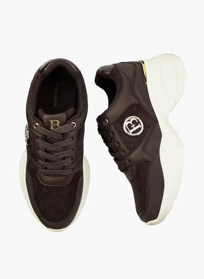 Flora Bella By Shoexpress BROWN Panelled Lace-Up Sneakers for Women | Best Price UAE