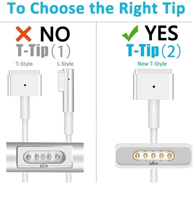 WeFly 60W Mag/Safe 2 Laptop Adapter Charger for 60W T-Tip Power Adapter Charger for Mac/Book Air 11" and 13" (2012, 2013, 2014, 2015, 2017 2018(A1436 / A1435 / A1502 / A1465/A1466) - Image 2