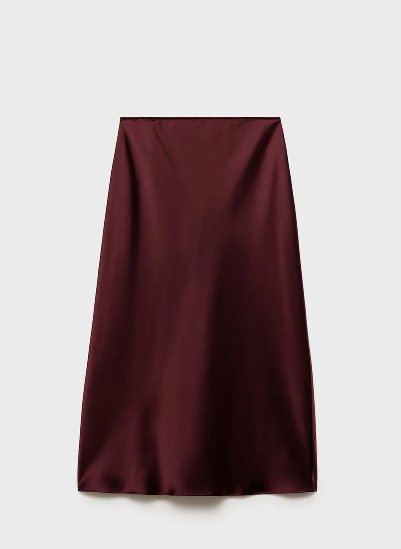 MANGO Midi Satin Skirt