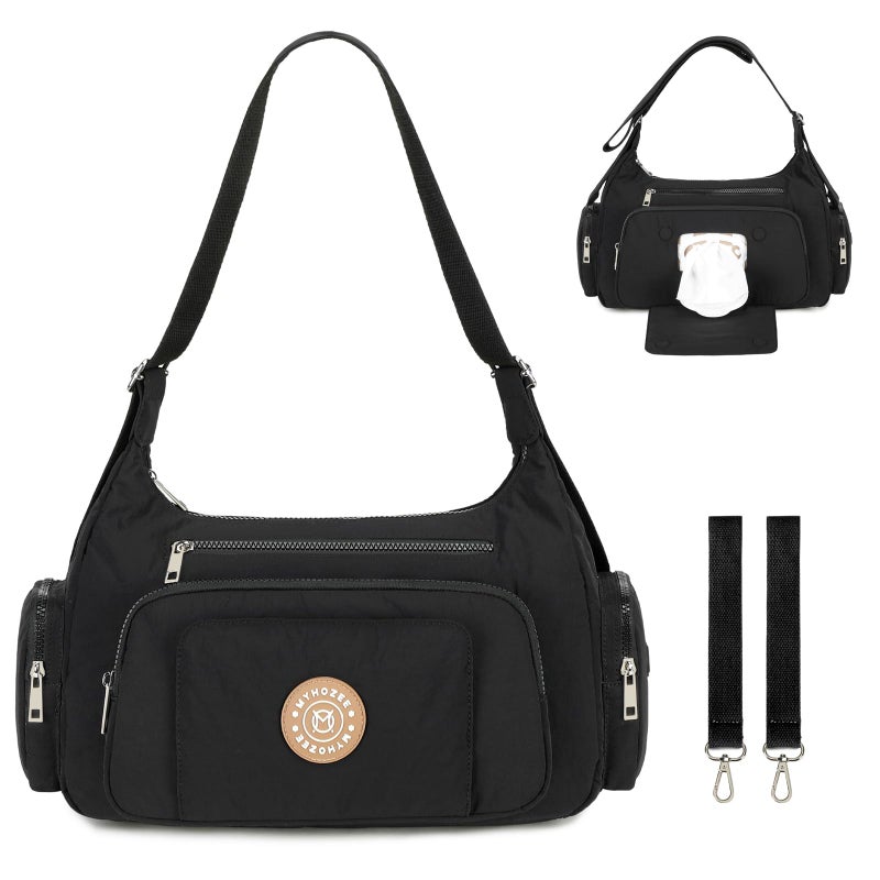 MYHOZEE Puffer Crossbody Bags for Women Mom Large Diaper Bag Purse with Wipes and Trash Dispenser Shoulder Bag Cross Body Purses for Women Nylon Puffy Messenger Bags Women's Handbags Tote Adjustable Strap - Image 1