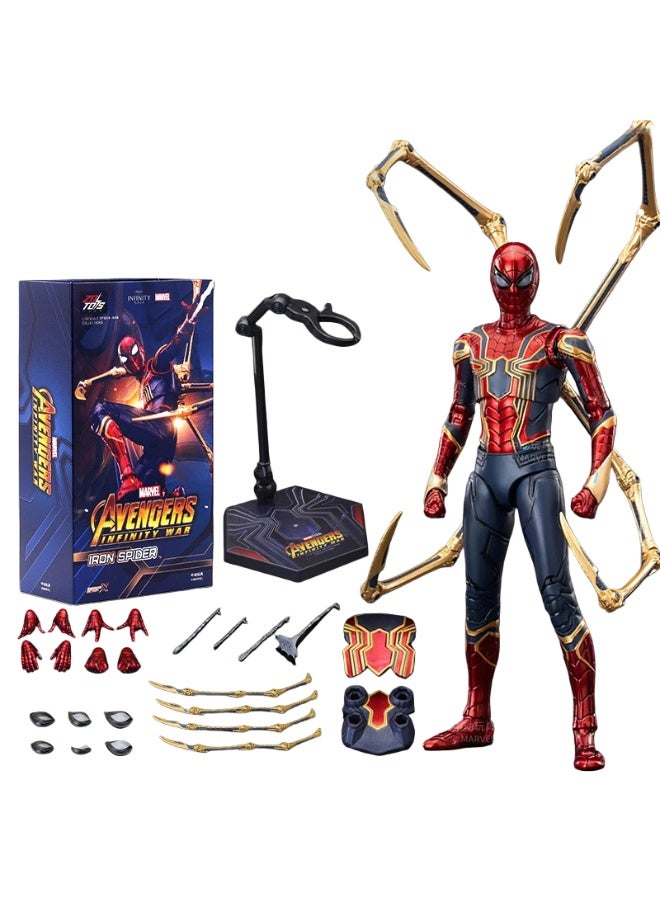 AVENGERS Iron Spider Action Figure Full Set, Avengers Infinity War Spider Man with Mechanical Spider Legs, Stand & Extra Accessories Gift Box - Image 1