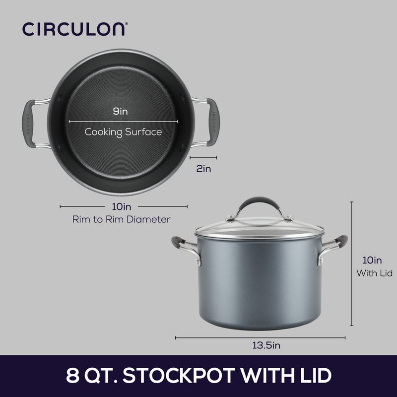 Circulon A1 Series with ScratchDefense Technology Nonstick Induction Stockpot with Lid, 8 Quart, Graphite - Image 3
