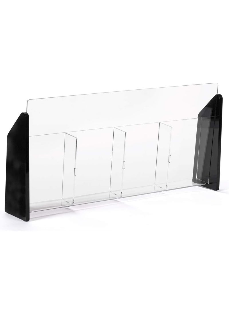 Displays2go Displays2go 4Pocket Brochure Holder for Tabletop Use Fits 4x9 Pamphlets Black Acrylic Side Panels  - Image 4
