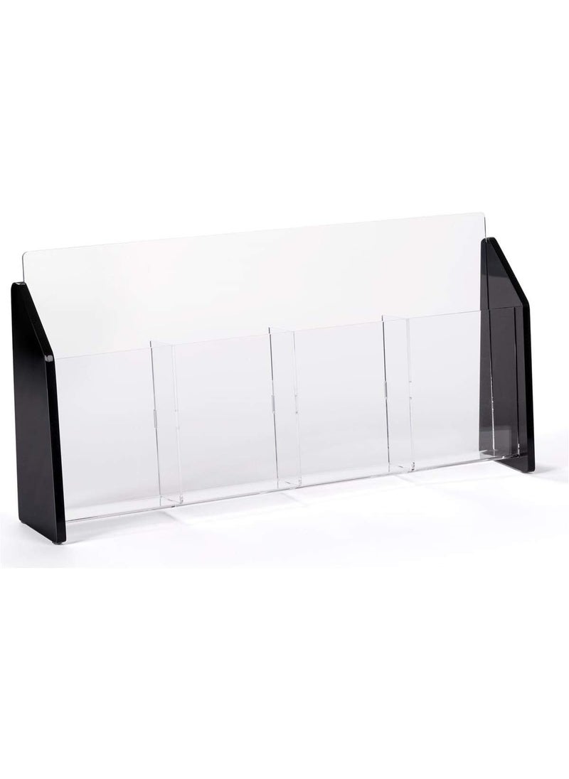 Displays2go Displays2go 4Pocket Brochure Holder for Tabletop Use Fits 4x9 Pamphlets Black Acrylic Side Panels  - Image 2
