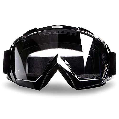 4-FQ Motorcycle Goggles Dirt Bike Goggles Motocross Goggles Windproof ATV Dustproof Racing Goggles Scratch Resistant Ski Goggles Protective Safety Glasses PU Resin (Black frame+Clear lens) - Image 1