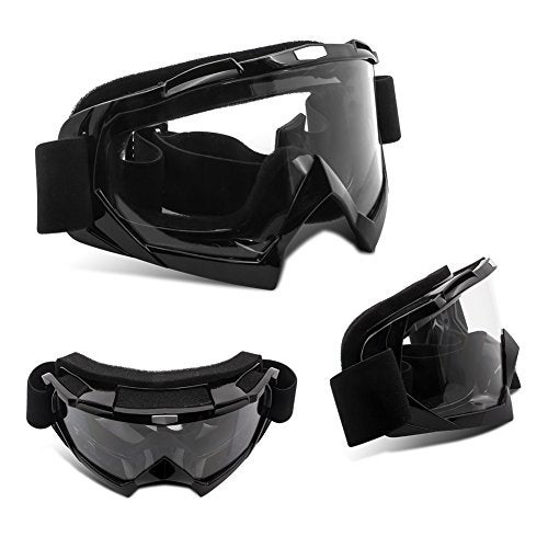 4-FQ Motorcycle Goggles Dirt Bike Goggles Motocross Goggles Windproof ATV Dustproof Racing Goggles Scratch Resistant Ski Goggles Protective Safety Glasses PU Resin (Black frame+Clear lens) - Image 5