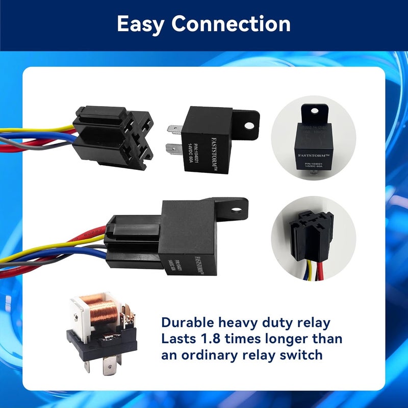 FASTSTORM Electric Fan Relay Kit 12V 60 AMP Electric Radiator Cooling Waterproof Fan Relay Kit with Thermostat Control Switch 185 On 175 Off Upgrade - Image 3