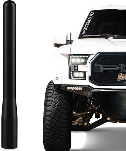 EcoAuto Short Antenna Ford Fits F150 F250 F350 Super Duty Bronco Ford Raptor Accessories Dodge RAM AntiTheft Design Carwash Safe Antenna for Truck 4 Inch Long Black - Image 1