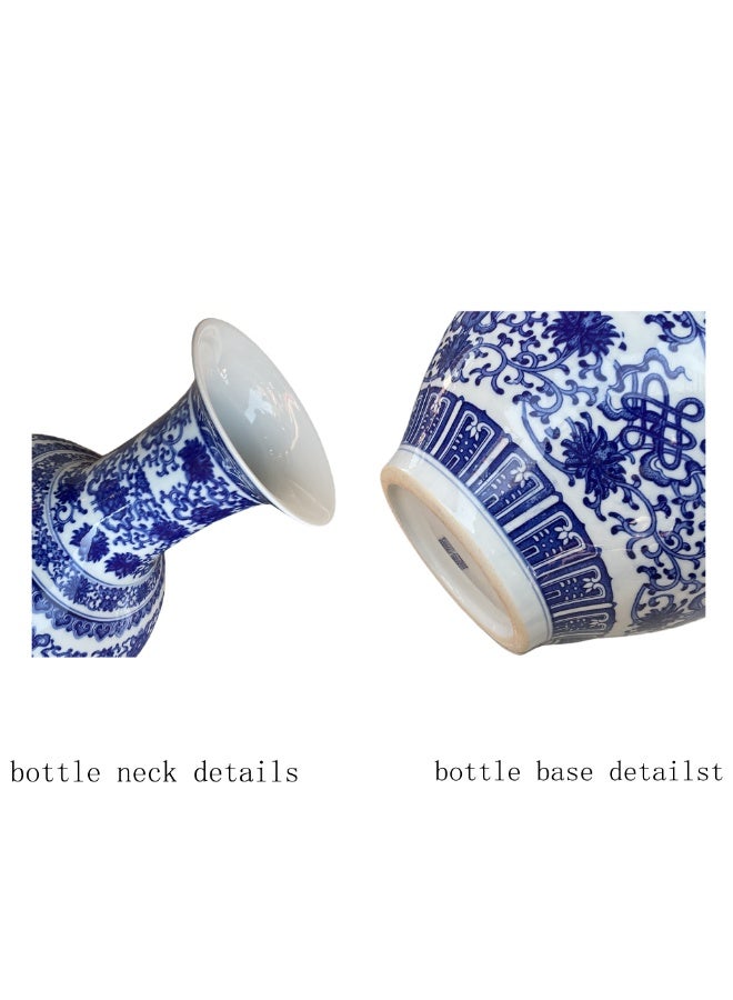 Luxury Blue & White Porcelain Vase 50 cm | Handcrafted Chinese Ceramic Floor Vase | Elegant Floral Pattern Home Décor for Living Room, Hotel & Office | Large Decorative Flower Vase 30 cm Wide - Image 5