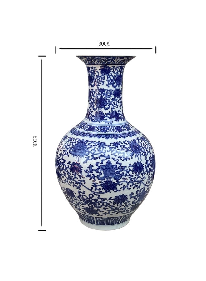 Luxury Blue & White Porcelain Vase 50 cm | Handcrafted Chinese Ceramic Floor Vase | Elegant Floral Pattern Home Décor for Living Room, Hotel & Office | Large Decorative Flower Vase 30 cm Wide - Image 4