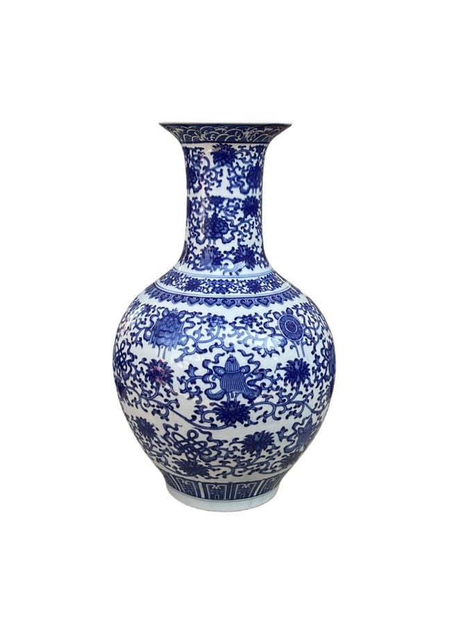 Luxury Blue & White Porcelain Vase 50 cm | Handcrafted Chinese Ceramic Floor Vase | Elegant Floral Pattern Home Décor for Living Room, Hotel & Office | Large Decorative Flower Vase 30 cm Wide - Image 3