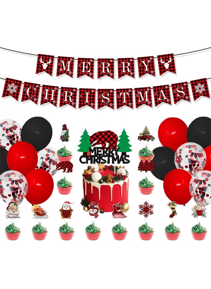 Merry Christmas Balloon Decorations Set - 34 Pc - Image 1