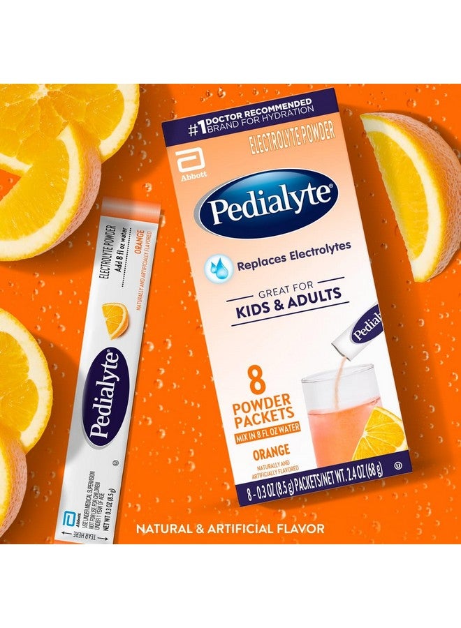 Pedialyte بودرة إلكتروليت بيداليتي، مشروب ترطيب للأطفال والبالغين، برتقال، 8 عبوات بودرة - Image 2