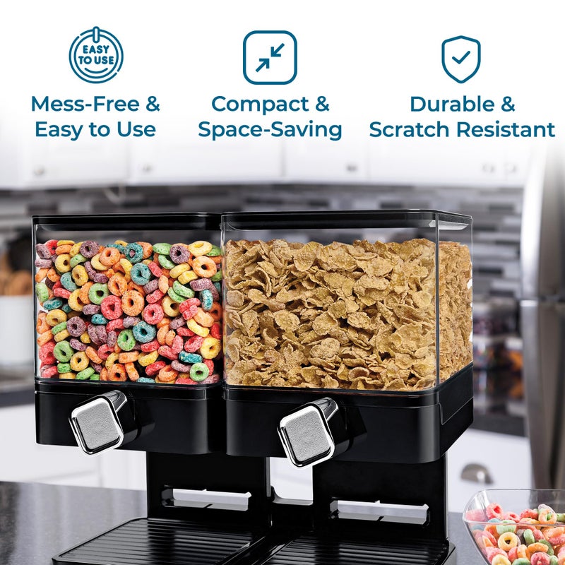 Honey Can Do موزع الطعام الجاف المضغوط من هوني-كان-دو زيفرو، تحكم مزدوج، أسود/كروم - Image 4