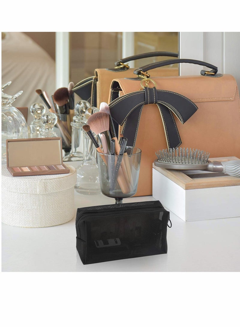 Excefore 3 Pieces Mesh Cosmetic Bag Makeup Bags Black Zipper Pouch for Offices Travel Accessories - Image 3