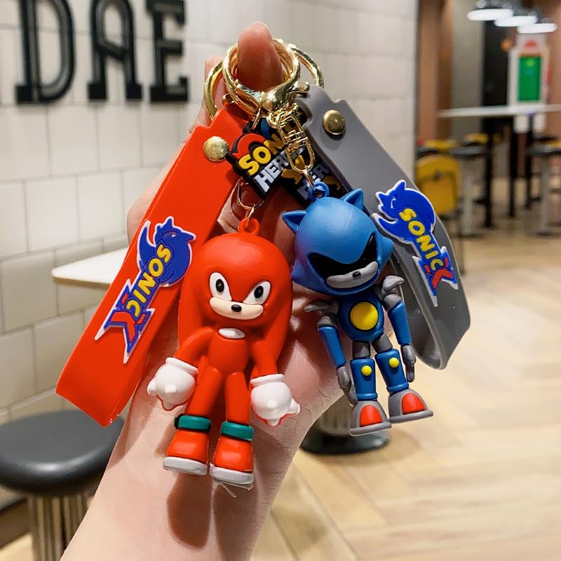 Ash  Roh Ash & Roh Whimsical 3D Silicon Tram Couple Keychain Set: Boy-Girl Car Keychain Fashion with Bag Charm & Strap - Adorable Cartoon Model Toy Doll Gifts (sonic black) - Image 4