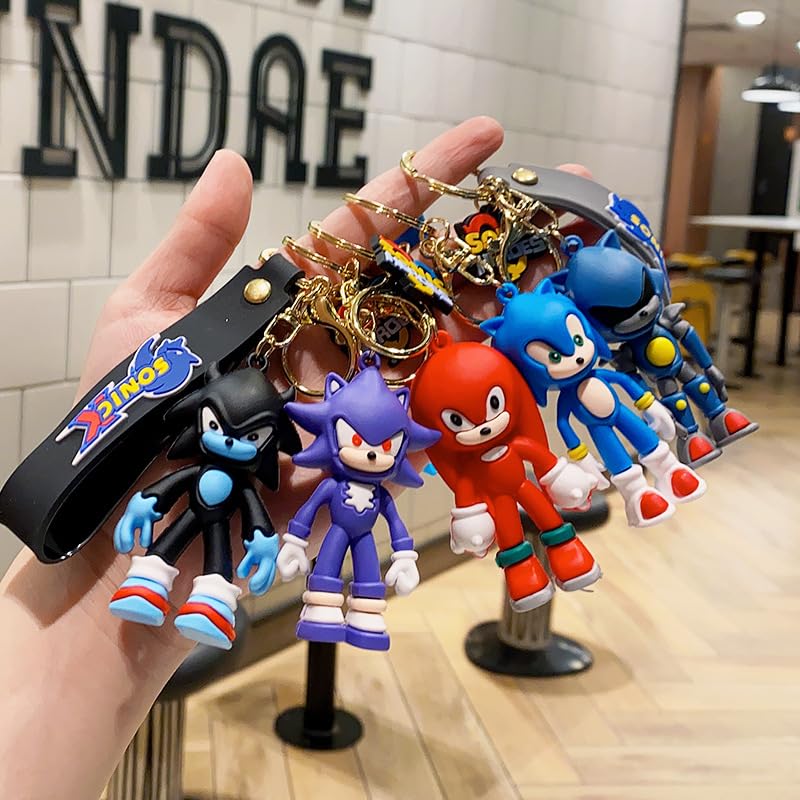 Ash  Roh Ash & Roh Whimsical 3D Silicon Tram Couple Keychain Set: Boy-Girl Car Keychain Fashion with Bag Charm & Strap - Adorable Cartoon Model Toy Doll Gifts (sonic black) - Image 3