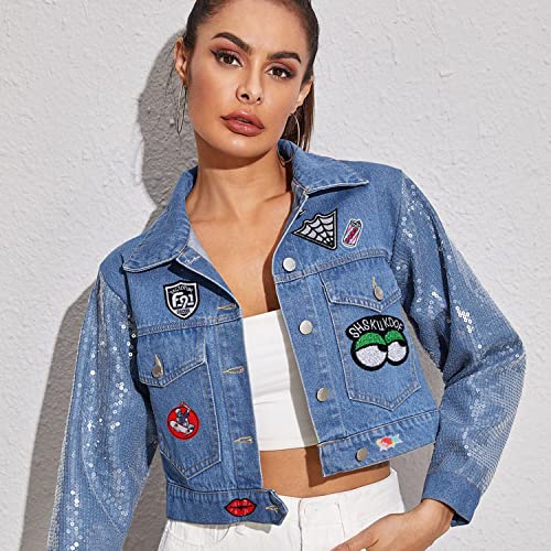 Meneng Embroidered Patches Iron-on Appliques: 30pcs Assorted Cool Punk Embroidery Sew-on Patch for Jackets Clothing - Image 5