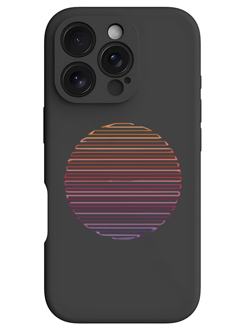 Theodor حافظة آيفون 16 برو ماكس سوداء واقية رفيعة من سائل السيليكون مع حماية كاملة للجسم حافظة مضادة للخدش ومضادة للصدمات لآيفون - ضوء خطي - Image 1