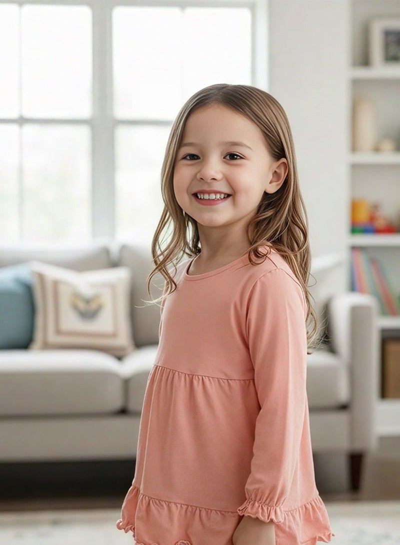 تي شيرت طويل الأكمام فائق النعومة للفتيات الصغيرات | قميص يومي مريح للحضانة (من 6 أشهر إلى 4 سنوات) | أساس أساسي لا غنى عنه في خزانة الملابس - Image 3